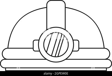 Casque avec la lumière, l'icône de style contour Illustration de Vecteur