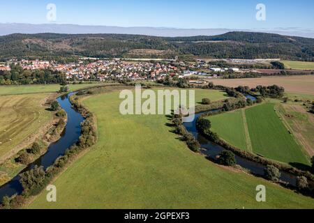 Le village de Herleshausen dans la vallée de Werra à Hesse en Allemagne Banque D'Images