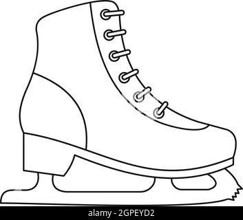 Patinage sur glace, l'icône de style contour Illustration de Vecteur