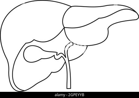 Style du contour, l'icône du foie Illustration de Vecteur
