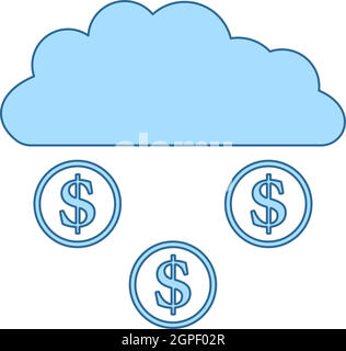 Les pièces tombent de l'icône nuage Illustration de Vecteur