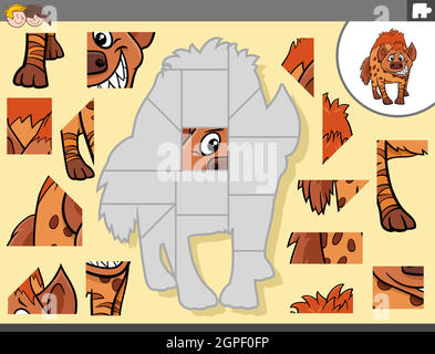 jeu de puzzle avec caractère animal hyena Illustration de Vecteur