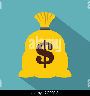 Sac d'argent, l'icône de style plat Illustration de Vecteur