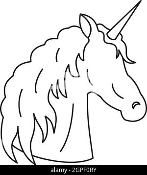 Style du contour, l'icône UNICORN Illustration de Vecteur