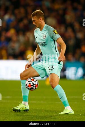 LONDRES, Royaume-Uni, SEPTEMBRE 27 : Dan Burn de Brighton & Hove Albion lors de la Premier League entre Crystal Palace et Brighton et Hove Albion at S. Banque D'Images