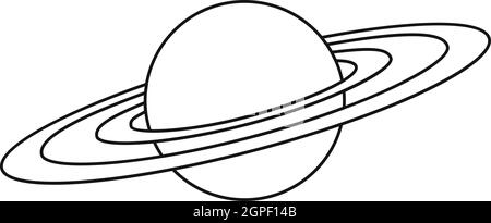 Planète Saturne, l'icône de style contour Illustration de Vecteur