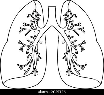 Les poumons, l'icône de style contour Illustration de Vecteur