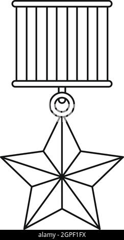 L'icône star médaille style du contour, Illustration de Vecteur