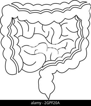 Les intestins, l'icône de style contour Illustration de Vecteur