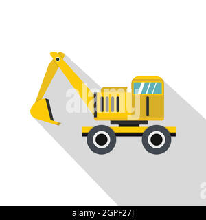 L'icône de l'excavateur, style plat Illustration de Vecteur