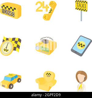 Icons set Taxi, cartoon style Illustration de Vecteur