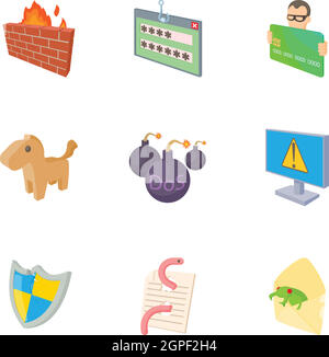 Les virus icons set, cartoon style Illustration de Vecteur