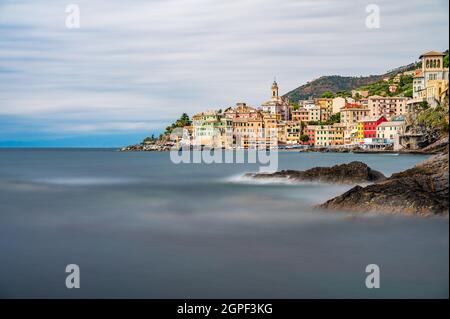 L'ancien village de pêcheurs de Bogliasco, sur la Riviera italienne Banque D'Images