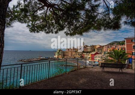 Vue sur l'ancien village de Bogliasco, sur la Riviera italienne Banque D'Images