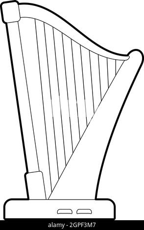 Icône style du contour, harpe Illustration de Vecteur