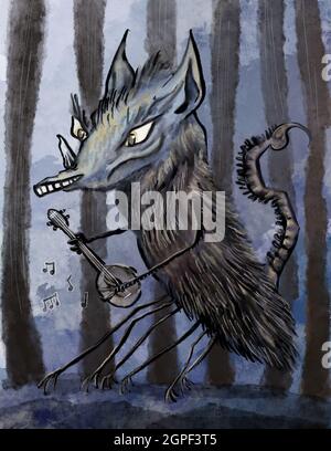 illustration de caractères wendigo dessinés à la main Banque D'Images