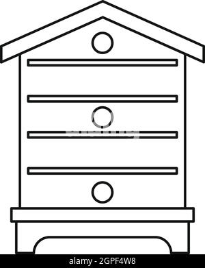 Style du contour, l'icône de la ruche Illustration de Vecteur