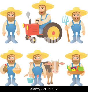 Concept d'agriculteurs, de style cartoon Illustration de Vecteur