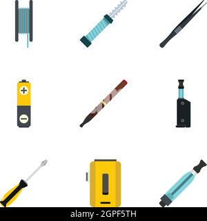 Cigarette icons set, style plat Illustration de Vecteur