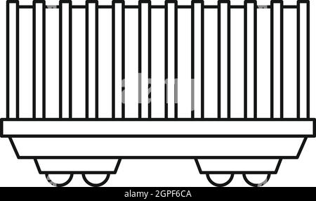 Wagon de fret, l'icône de style contour Illustration de Vecteur