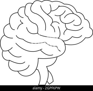 Style du contour, l'icône du cerveau Illustration de Vecteur