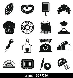 Icons set boulangerie, le style simple Illustration de Vecteur