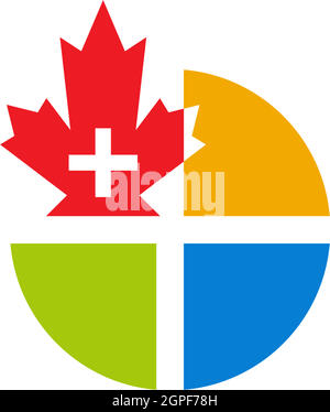 Illustration du logo de la pharmacie médicale Maple Leaf Illustration de Vecteur