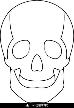 Icône style du contour du crâne, Illustration de Vecteur