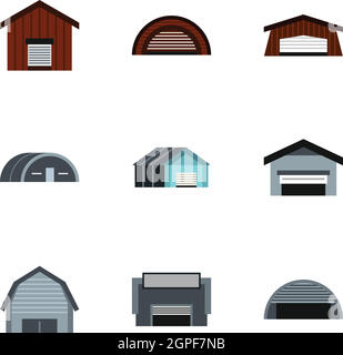 Icônes d'entrepôt, style plat Illustration de Vecteur