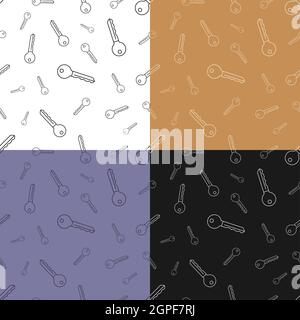 Ensemble de motifs sans couture avec clé pour verrouiller la porte avant du bâtiment. Ornement pour la décoration et l'impression sur le tissu. Elément de conception. Vecteur Illustration de Vecteur