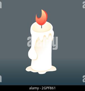 Une icône bougie blanche allumée. Facile à redéfinir. Utilisez-le pour vos bannières de vente de Noël ou d'Halloween, vos publicités ou vos invitations de fête. Illustration de Vecteur