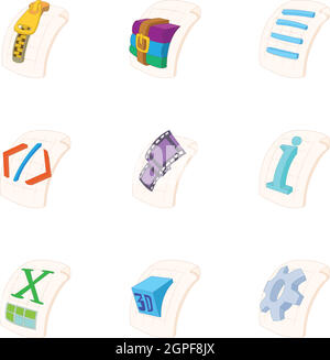 Type de fichiers icons set, cartoon style Illustration de Vecteur