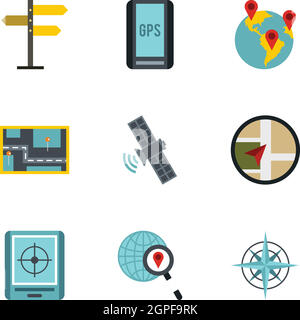 Location icons set, style plat Illustration de Vecteur