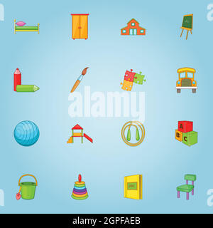 Jardin d'icons set, cartoon style Illustration de Vecteur