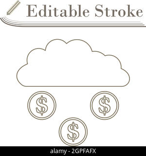 Les pièces tombent de l'icône nuage Illustration de Vecteur