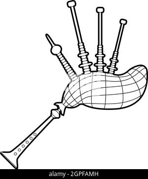 Icône style du contour, cornemuse Illustration de Vecteur