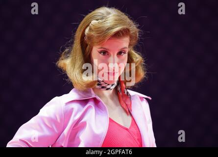 Madrid, Espagne. 29 septembre 2021. L'actrice Elisa Hipolito pose lors d'une séance de portrait au théâtre Nuevo alcala de Madrid, où elle joue Charlene dans la comédie musicale Grease. Crédit : SOPA Images Limited/Alamy Live News Banque D'Images