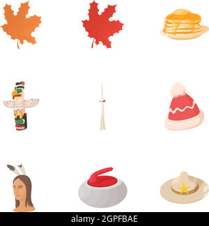 Canada icons set, cartoon style Illustration de Vecteur