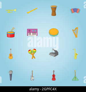 Instruments de musique, cartoon style icons set Illustration de Vecteur