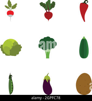 Types de légumes style icons set, télévision Illustration de Vecteur