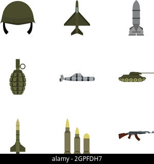 Icônes d'armes militaires, style jeu de télévision Illustration de Vecteur