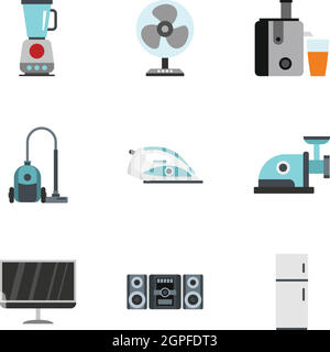 Dispositifs pour home icons set, style plat Illustration de Vecteur