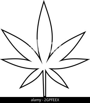 Feuille de cannabis, l'icône de style contour Illustration de Vecteur