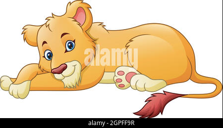 Cartoon lionne isolé sur fond blanc Illustration de Vecteur
