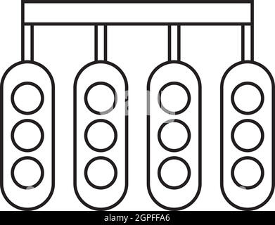 Feux de début de course en style du contour, icône Illustration de Vecteur