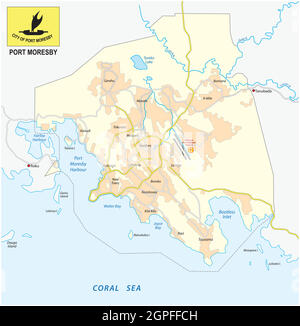 Plan de la ville de Port Moresby la capitale de la Papouasie-Nouvelle Guinée Illustration de Vecteur