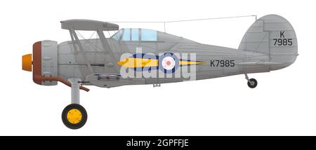 Gloster Gladiator Mk I (K7985) de l'Escadron no 73 de la Royal Air Force, Digby, 1937 Banque D'Images