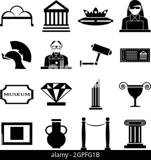 Museum icons set, le style simple Illustration de Vecteur