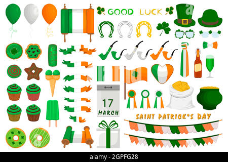 Illustration de vacances irlandaises le jour de St Patrick, pièces d'or en pot Illustration de Vecteur