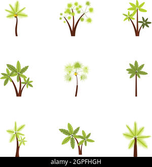 Types de palm icons set, style plat Illustration de Vecteur